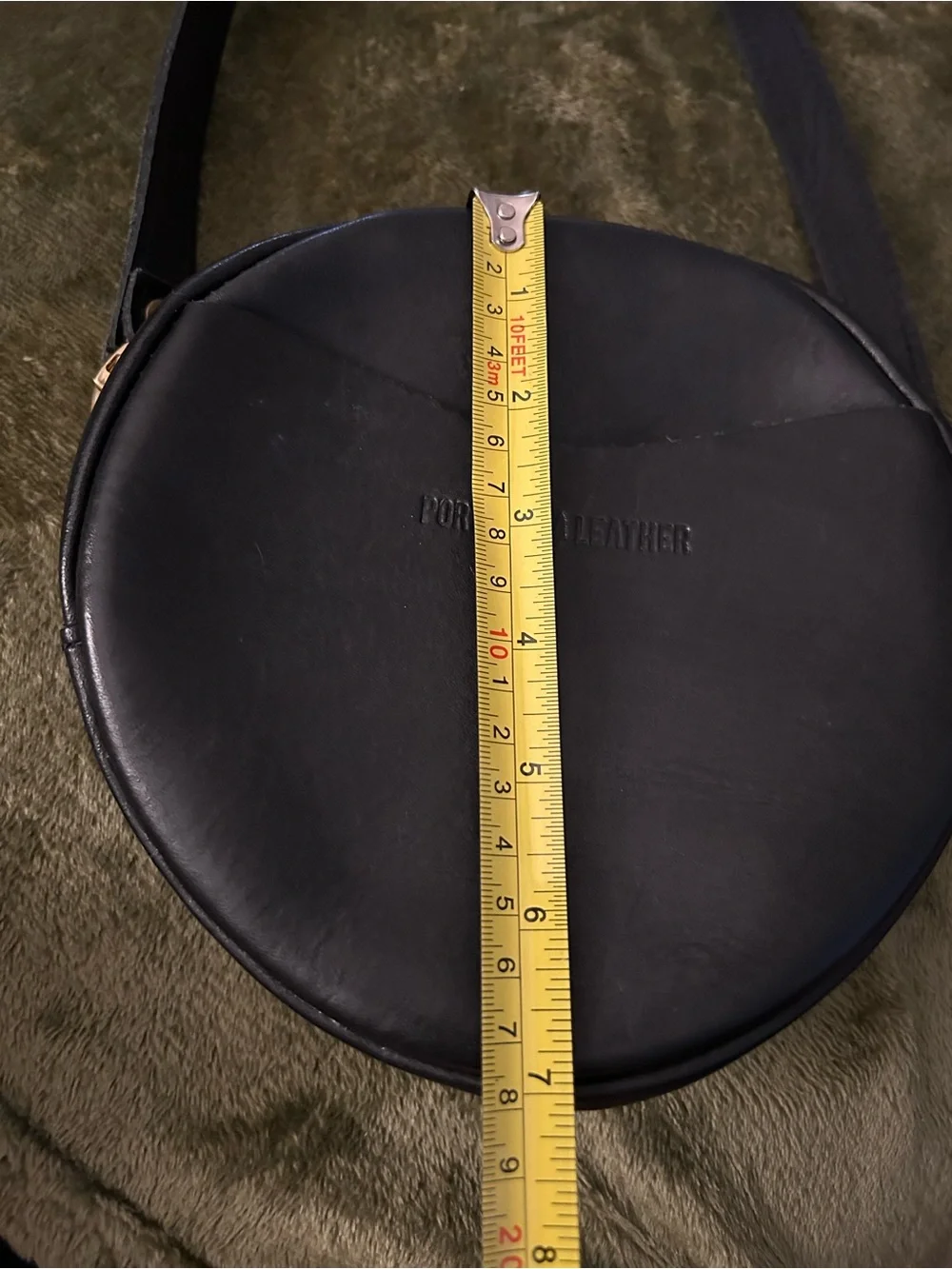 Portland Leather Black Round Leather Crossbody